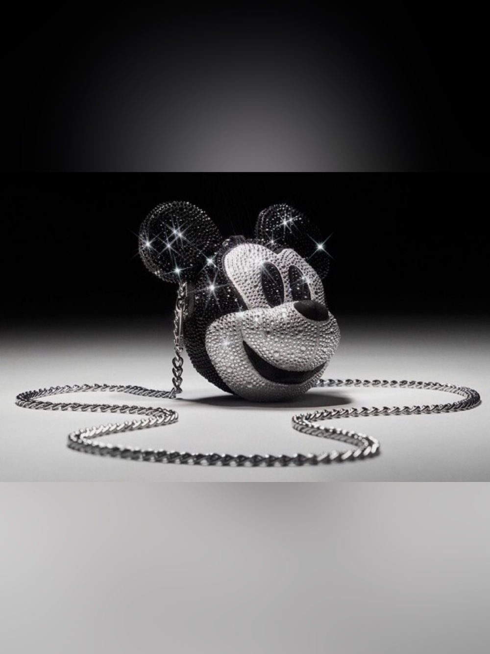 Disney Black and White Crystal Mickey Ear Mini Bag